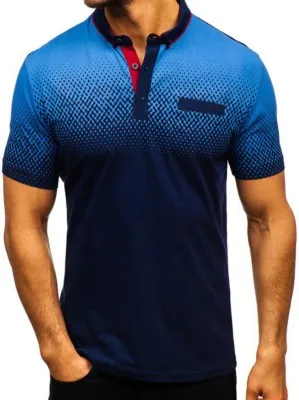 Blue add Black Мужская спортивная быстросохнущая футболка с короткими рукавами, градиентная футболка, топы для мужчин, приталенная быстросохнущая тенниска, мужские топы, футболки для гольфа - Цвет: Blue add Black