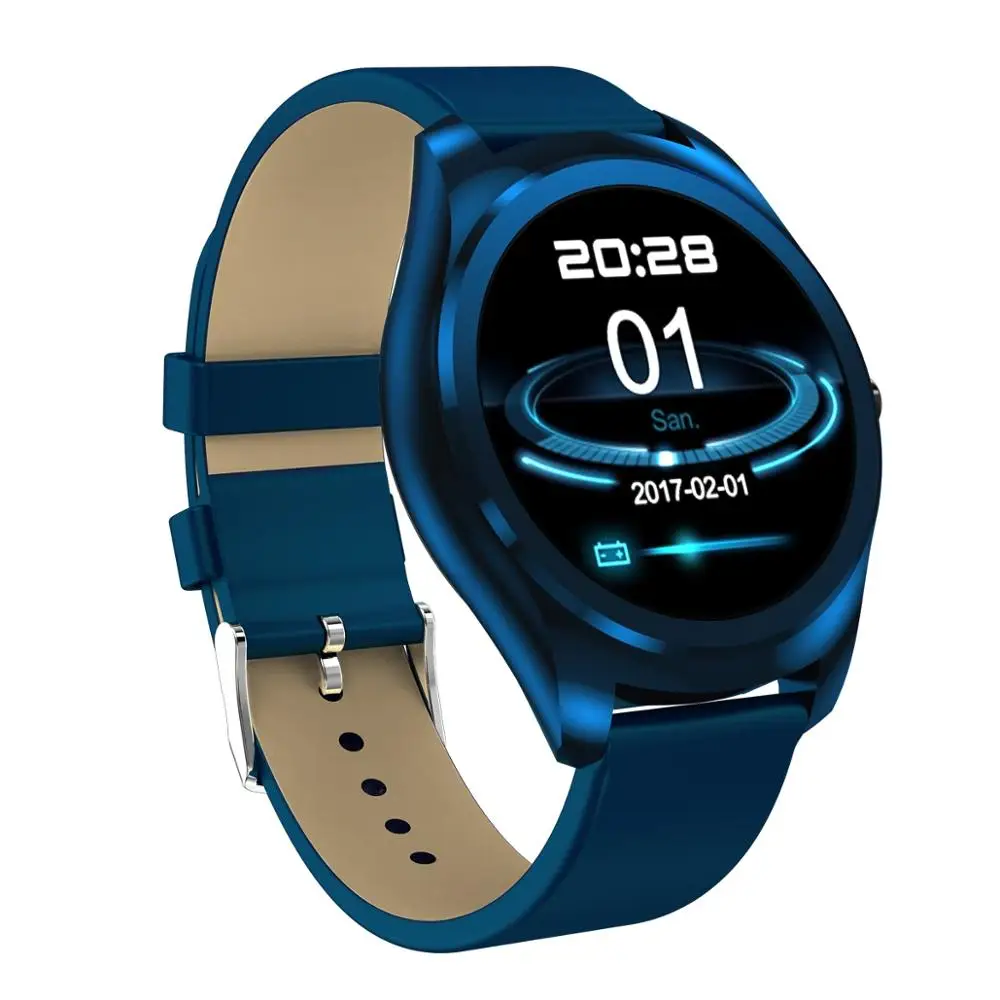 Умные часы N3 Pro с монитором сердечного ритма, Bluetooth, умные часы, Беспроводная зарядка, поддержка вызова, напоминание, фитнес для xiaomi - Цвет: leather blue