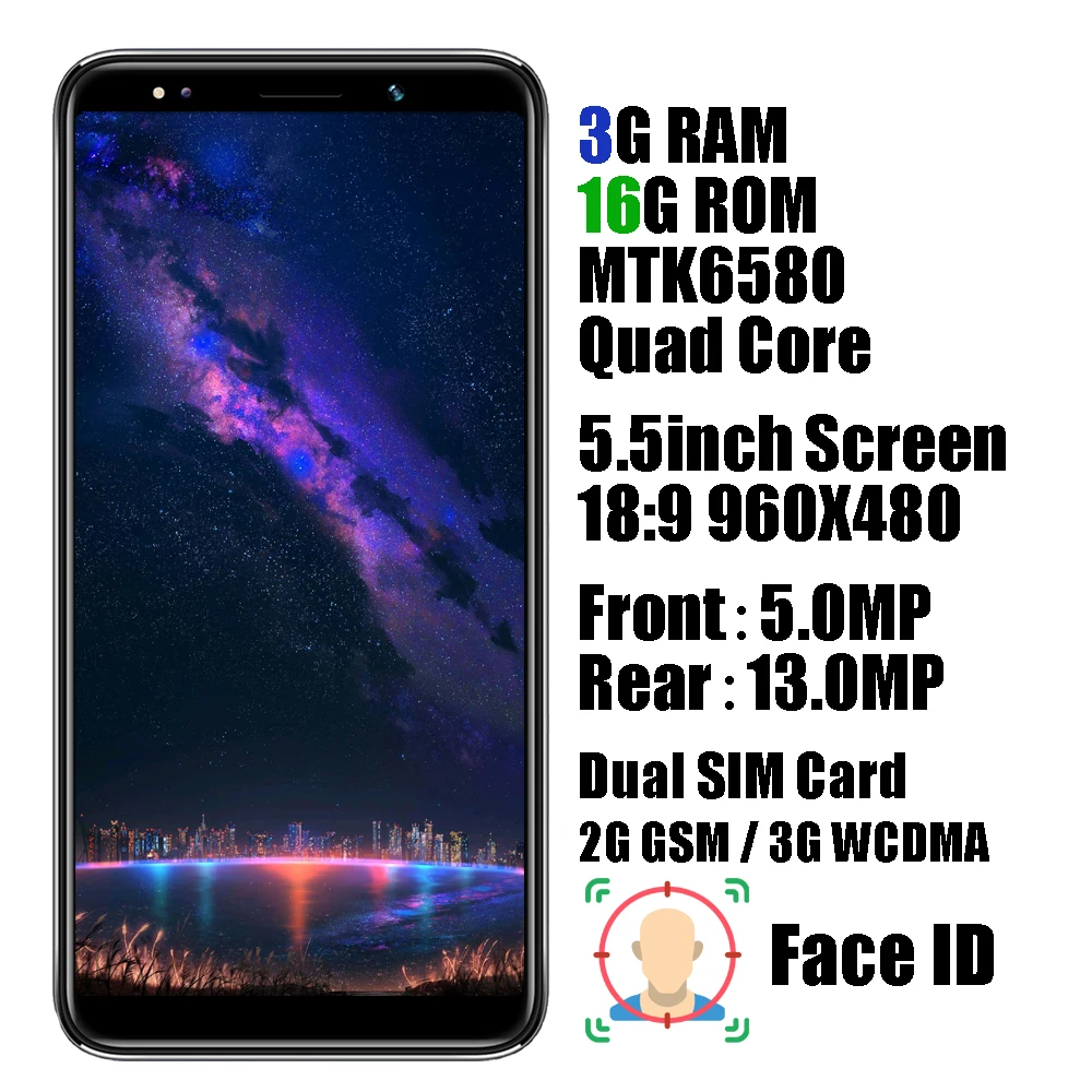 Note8Pro---3G-16G Note8 Pro 5,5 дюймов 18:9 Экран Face ID мобильного телефона 4G Оперативная память 64G Встроенная память MTK Android смартфонов 13MP Камера celulares разблокированные телефоны - Цвет: Note8Pro---3G-16G