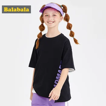 

Balabala Girls short-sleeved T-shirt 2020 summer new children clothing fashion loose round neck cotton soft