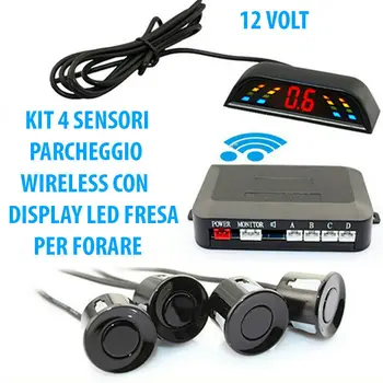 

KIT 4 SENSORI DI PARCHEGGIO WIRELESS UNIVERSALI RETROMARCIA DISPLAY AUTO CAMPER