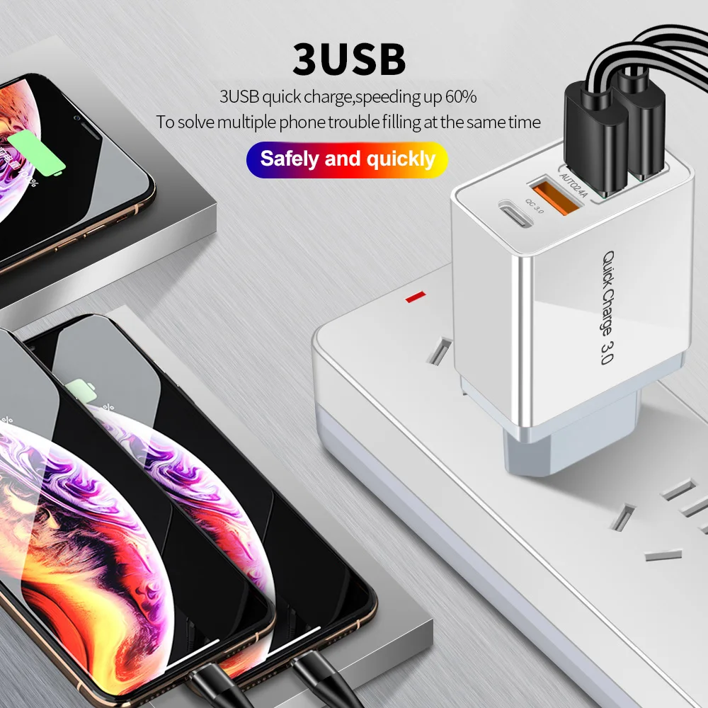Marjay 48 Вт Быстрая зарядка 4 0 3 USB зарядное устройство EU US PD мобильный телефон для iphone