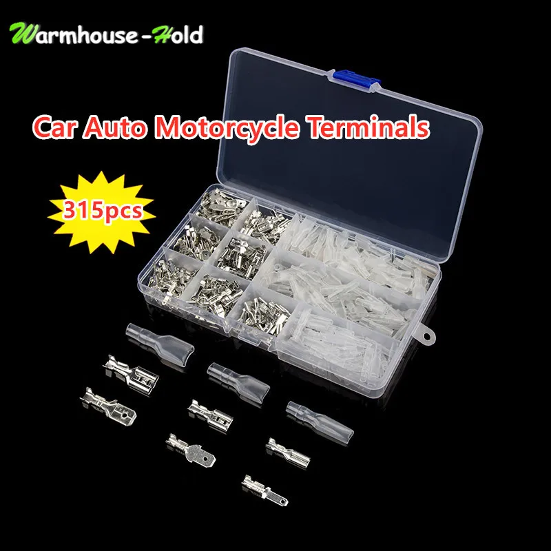

300X Assortment Car Auto Motorcycle Terminals Male & Female Wire CrimpTerminal Spade Connectors Kit 2.8MM/4.8MM/6.3MM With Box