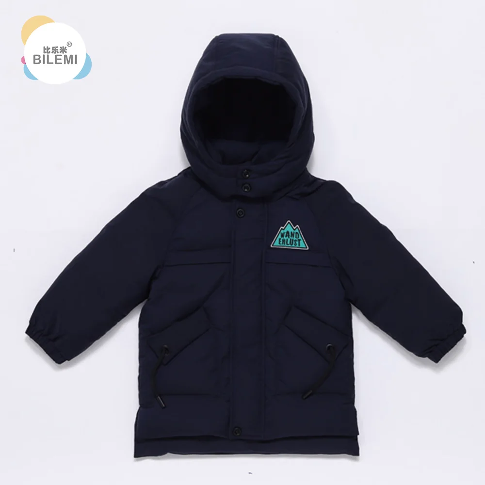 Navy blue Bilemi/дизайнерская теплая зимняя синяя парка с капюшоном и подкладкой для мальчиков - Цвет: Navy blue