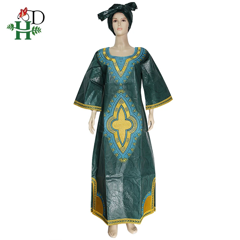 H&D Bazin Riche Dashiki Dress Women Plus Size Maxi Dresses Embroidery Pattern With Stones Ankara Lady Clothes 2022 New Arrival