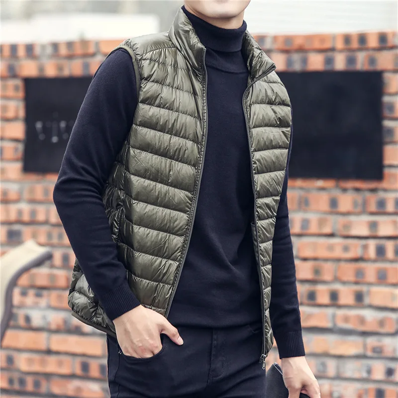BOLUBAO Brand Men Down Vest Coat Autumn New Solid White Vest Fashion Casual Duck Down Jacket Male