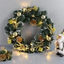 Рождественский венок с питанием от батареи светодиодный свет гирлянда передней двери гирлянда для развешивания украшения дома праздника