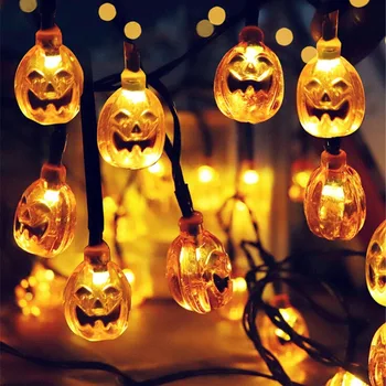 

30/50 leds Pumpkin Lighting Christmas Holiday Home Garden Decor Halloween Solar Hanging Light String 3D Skull String Lights