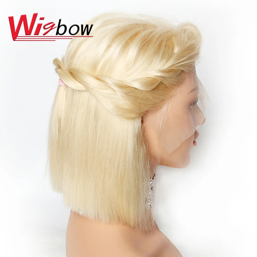 Wigbow OneCut волосы короткие светлые кружевные передние человеческие волосы парики для женщин перуанские волосы remy парики с детскими волосами 613