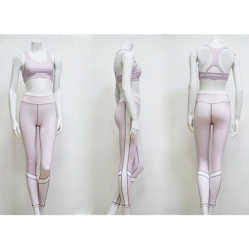 Сексуальный спортивный костюм для женщин, розовый комплект для йоги, дышащая Спортивная одежда для спортзала, эластичная одежда для фитнеса, Быстросохнущий тренировочный костюм для бега и танцев