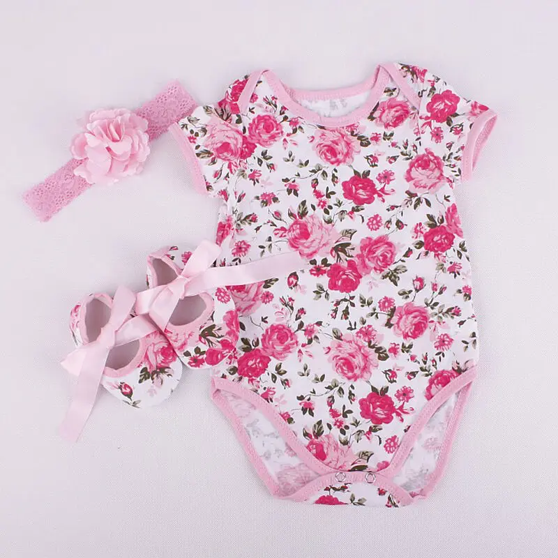 Комбинезон для новорожденных девочек; комбинезон; повязка на голову; комплект одежды из 3 предметов - Цвет: Floral