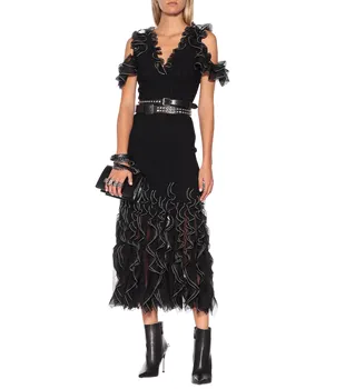 

Deep V-neck Backless Mesh Jacquard Party dress Hot sale Fashion Show Sexy Women celebrity body con dresses wholesale