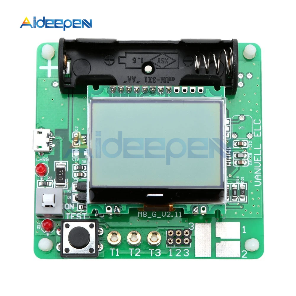 M8 Transistor Tester Inductance Capacitor PNP NPN Diode Capacitance Resistance ESR Meter Multifunction Tester Inductance LCD Display Checker M8 Transistor Tester Inductance Capacitor PNP NPN Diode Capacitance Resistance ESR Meter Multifunction Tester Inductance LCD Display Checker