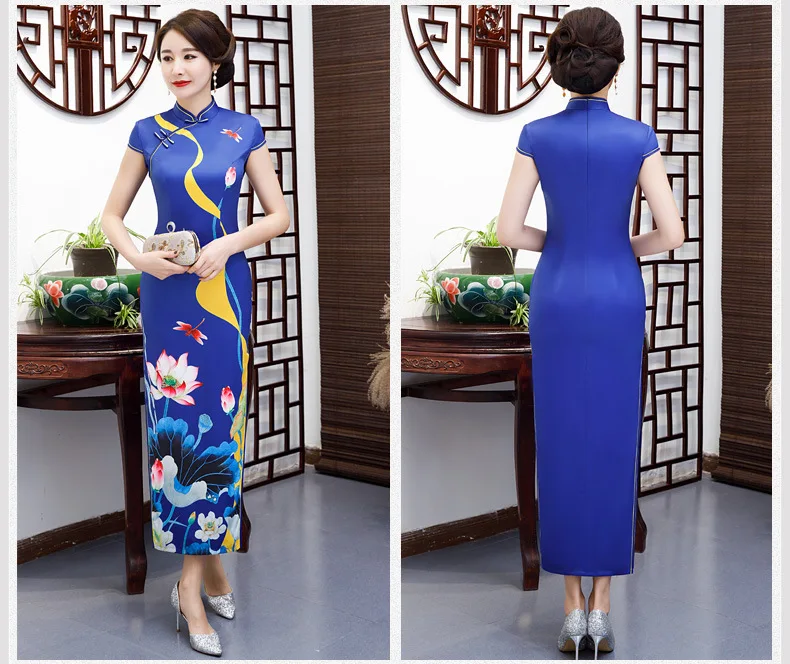Cheongsam nian Цин kuan Детский жакет из денима для девочки; в китайском стиле Винтаж Улучшенная подиумов производительность-платье средней длины элегантное платье