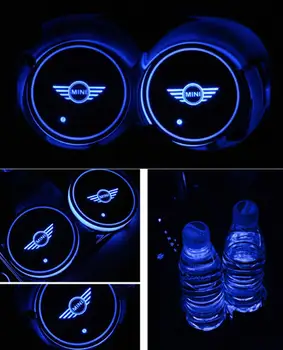 

1X Led Colorful Water coaster Car Logo Cup Light UBS Car Atmosphere Light For Mini Cooper Countryman F54 F55 F60 R55 R56 R60 R61