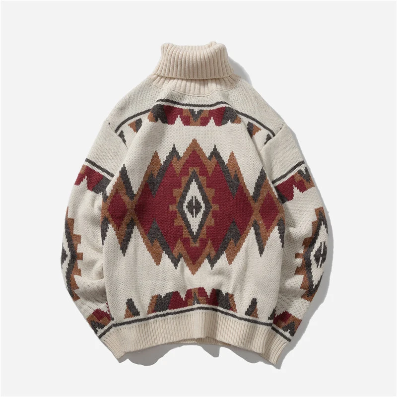 Turtleneck Men's Sweater New Winter Autumn Fashion Print Argyle Knitted Sweaters Casual Loose Vintage Pullovers for Young Men Turtleneck Men's Sweater New Winter Autumn Fashion Print Argyle Knitted Sweaters Casual Loose Vintage Pullovers for Young Men