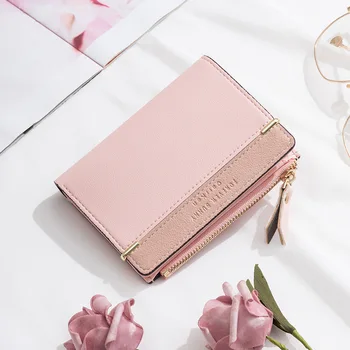 

Women's Wallet Short Vertical Solid Color Zipper Wallet Student's Collage Bag Zero Wallet