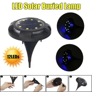 

8/4/2PCS Waterproof Solar Powered Ground light Outdoor 12 LED Solar Street Light Garden Buried Stair Lamp landscape lighting