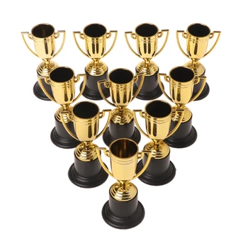 

10pcs Golden Cups Trophy Sports Winner Educational Props Kids Reward Prizes Toys