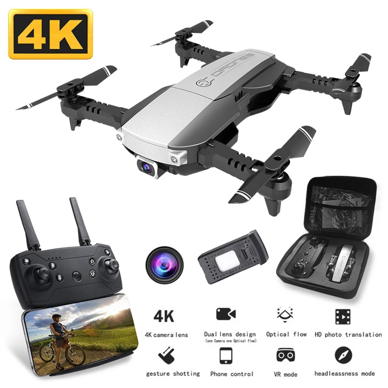 H3 Mini Drone 4K 1080P HD Dual Camera WIFI Real-time Aerial FPV Optical Flow RC Quadcopter Helicopter Foldable Dron Toys For Kid