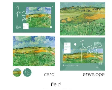 field 1 упаковка, ретро картина, лакмусовая бумага, Подсолнух, звездная ночь, конверт, прозрачный, для подарка, свадебные открытки, скрапбукинг, вечерние, sl2189 - Цвет: field