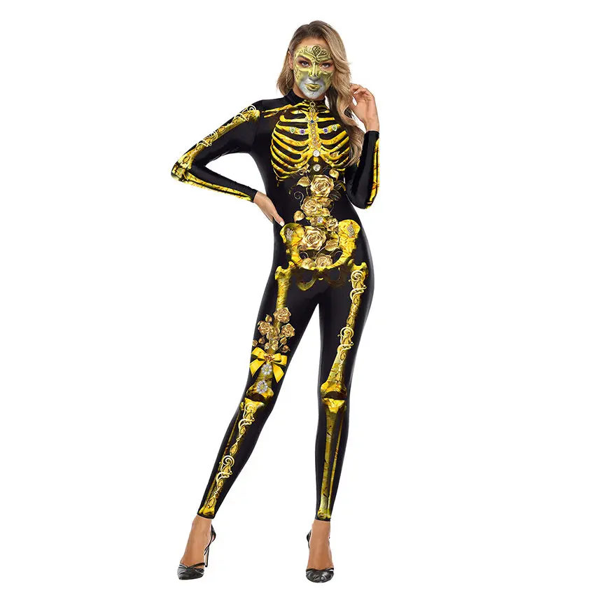Страшные костюмы скелетов Клоуна Костюм ужасного призрака череп Хэллоуин костюм для женщин жуткий демон Хэллоуин одежда костюмы дьявола - Цвет: 001