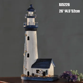 

Hot Sell Mediterranean Lights Wood Metal Lighthouse Furnishing Articles Home Decoration Creative Art Crafts Gift Sitting Room