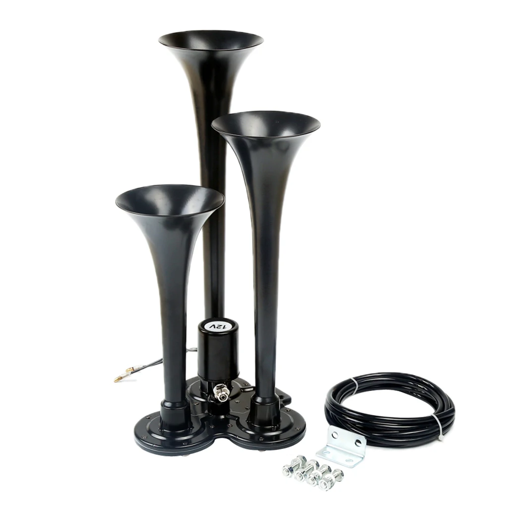 12V 150db Loud 3Triple Trumpet Air Horns Car Truck Train Boat Motorcycle