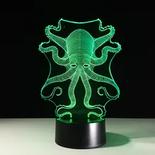 Настольная лампа Octopus, 7 цветов, меняющая настольная лампа, 3d лампа, новинка, светодиодная оригинальная Ночная подсветка, Прямая поставка