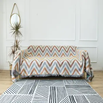 

Simple Wavy Lines Pattern Sofa Cover Living Room Teapoy Table Sofa Cover Geometry Joint Pattern Soft Loading