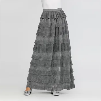 

Muslim women long shining tutu pleated skirts