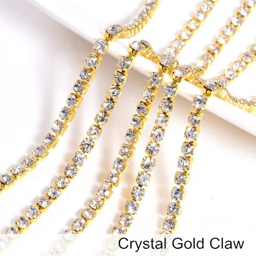 Crystal Gold 10 ярдов/рулон ss6-ss18 кристалл AB блестящие стразы чашки цепи стразы пришивные стразы на цепочке клеевые аксессуары для одежды B1501 - Цвет: Crystal Gold