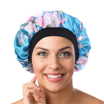 Women Print Satin Silky Bonnet Sleep Cap with Premium Elastic Band for Women Solid Color Head Wrap Wholesale Hair Accessories 1