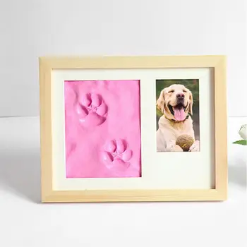 

Pets Paw Prints Keepsake Photo Frame Memorial Clay Imprint Kit for Dog Pet Lover