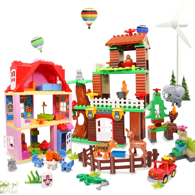 

Classic Big Size Building Blocks Compatible LegoINGlys Duploed DIY City Castle Figure Bricks Kids Blocks Toys For Children Gifts