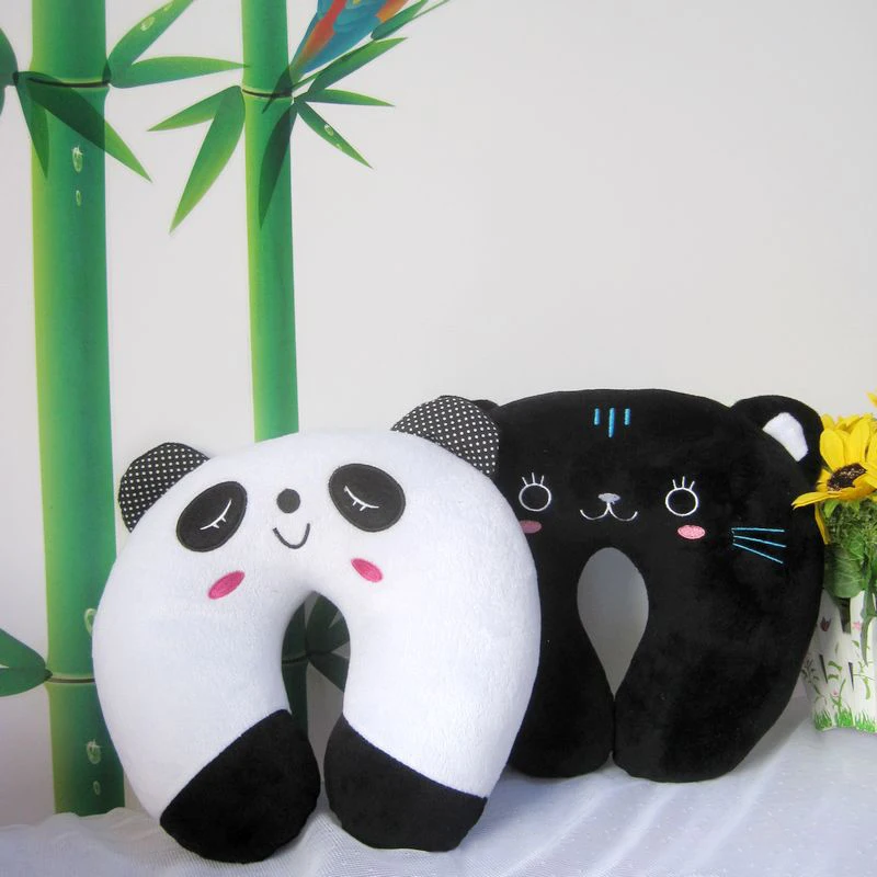 Cartoon Kids U-shaped Pillow Plush Neck Pillow Car Nap Lunch Break Cervical Travel Pillows for Children