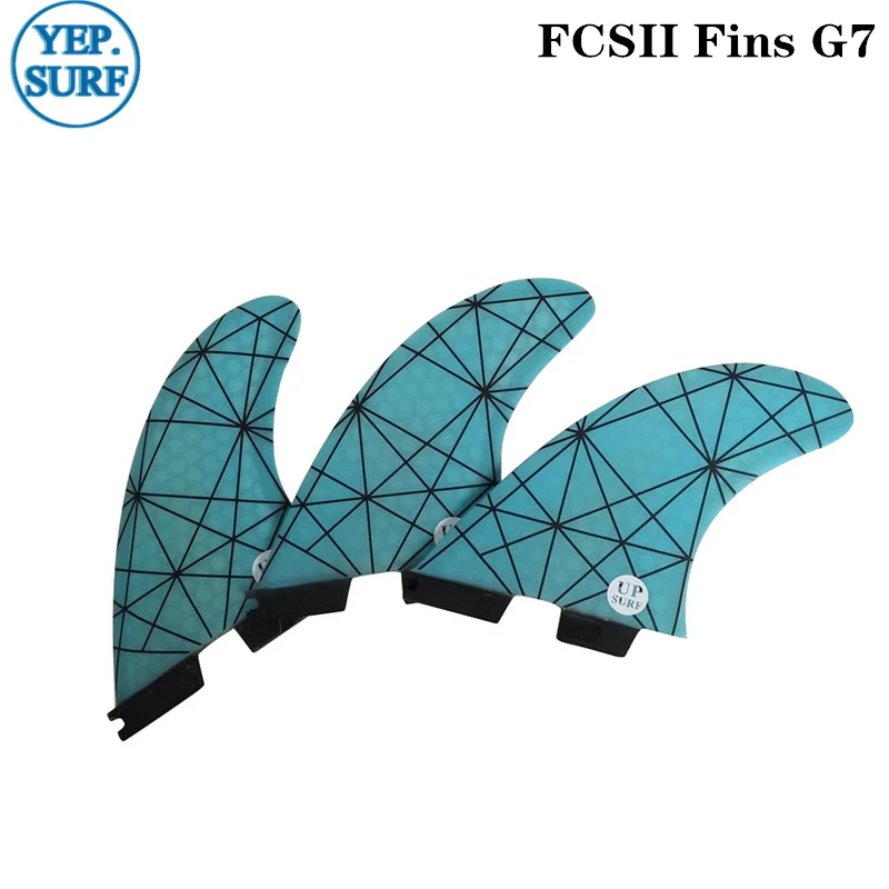 Плавники для серфинга FCS2 G3/G5/G7, сотовые плавники для серфинга с тремя плавниками, набор fcs плавников из стекловолокна - Цвет: New style Blue G7