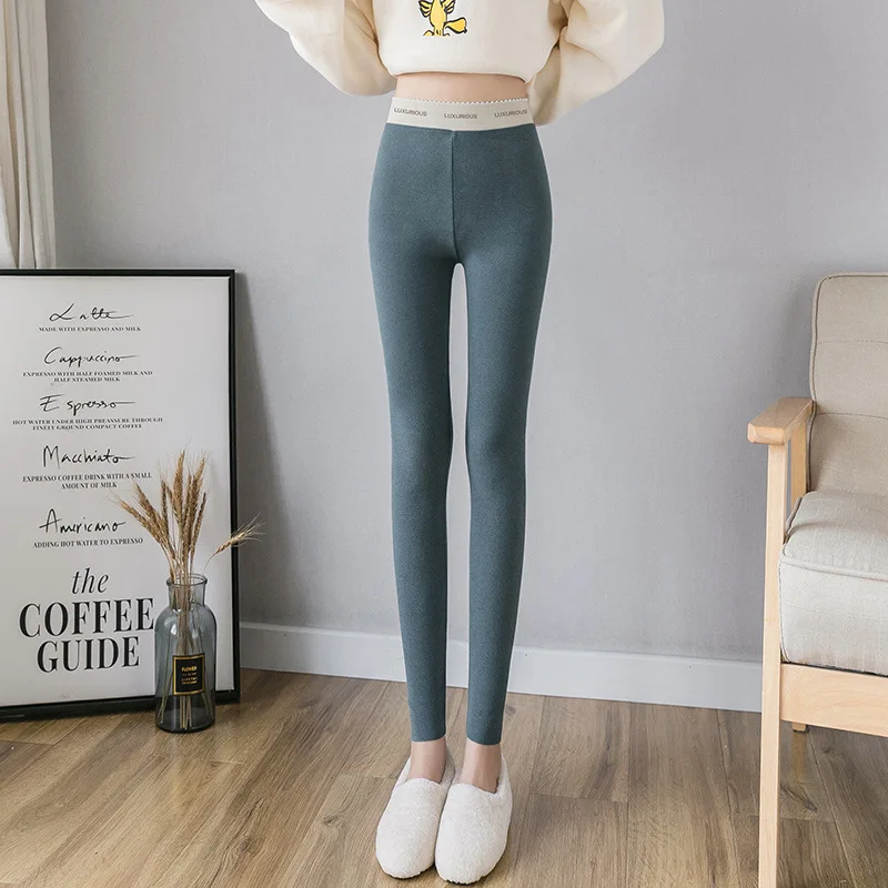 Newly Fashion Women Stretchy Thicken Leggings Slim Solid Color Single Layer Thermal Pants Female Warm Pants Wholesale