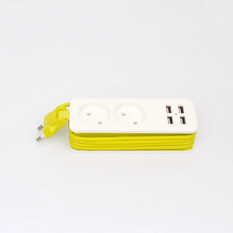 2 Socket ЕС 1 2 электрическая розетка портативная силовая полоса ЕС вилка с 4 usb-портом QC2.0 Интерфейс удлинитель розетка с ЕС для путешествий - Color: 2 Socket