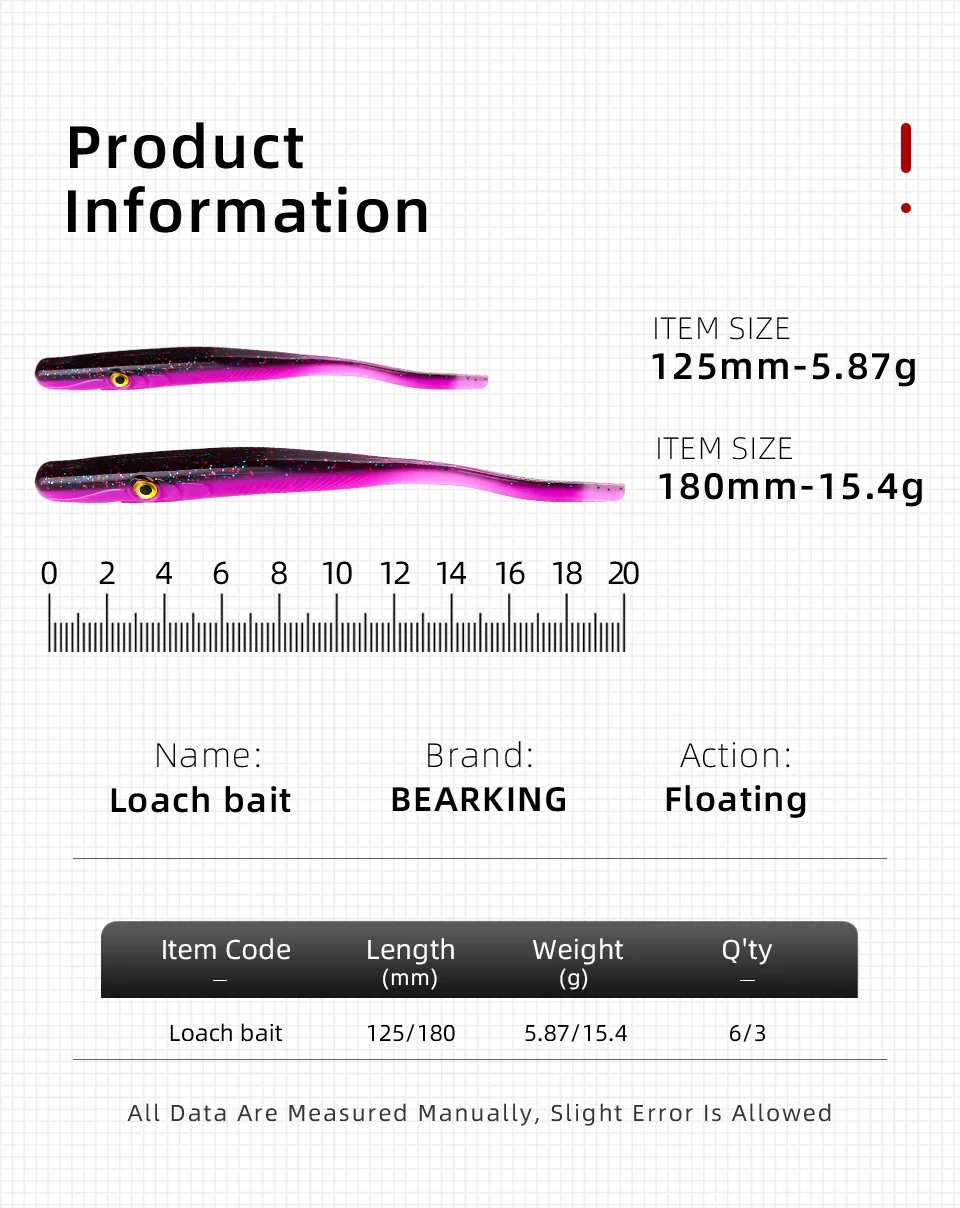 Description Picture 3 of itemBEARKING  Fishing Tackle 12.5cm 18cm Crazy Slug Soft Fishing Lure Seabass Artificial Bait Silicone Worm Shad Eel Needfish