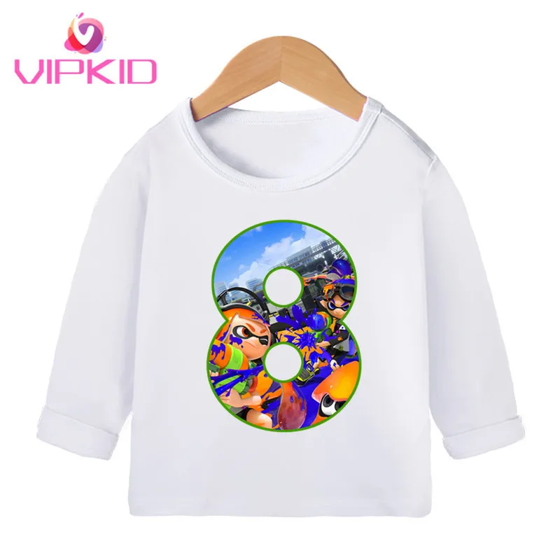 P407-8 Детская футболка с длинными рукавами и надписью «Splatoon Inkling» на день рождения детская футболка футболки на заказ для мальчиков и девочек в подарок принт с вашим именем - Цвет: P407-8