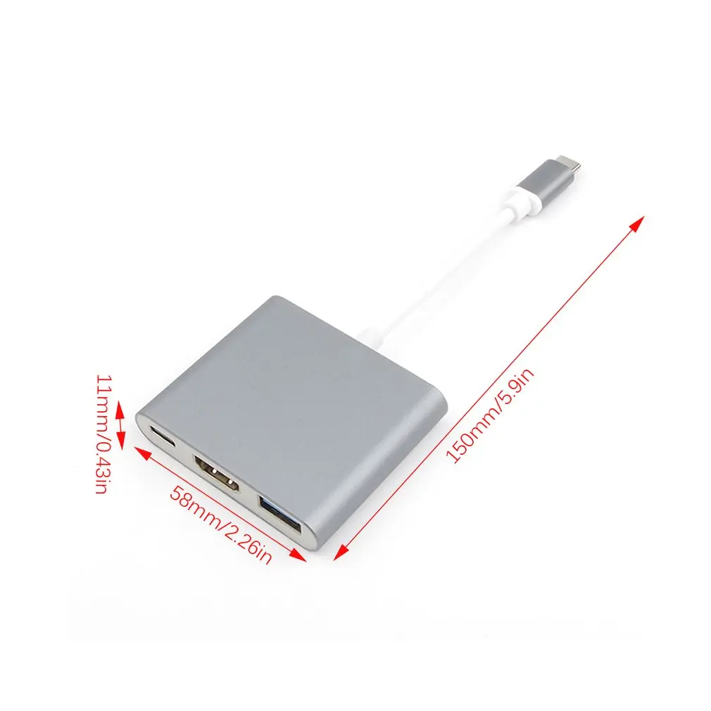 USB-C к HDMI 3 в 1 кабель конвертер для Apple Macbook USB 3,1 Thunderbolt 3 type C переключатель к HDMI 4K концентратор адаптер кабель 1080P