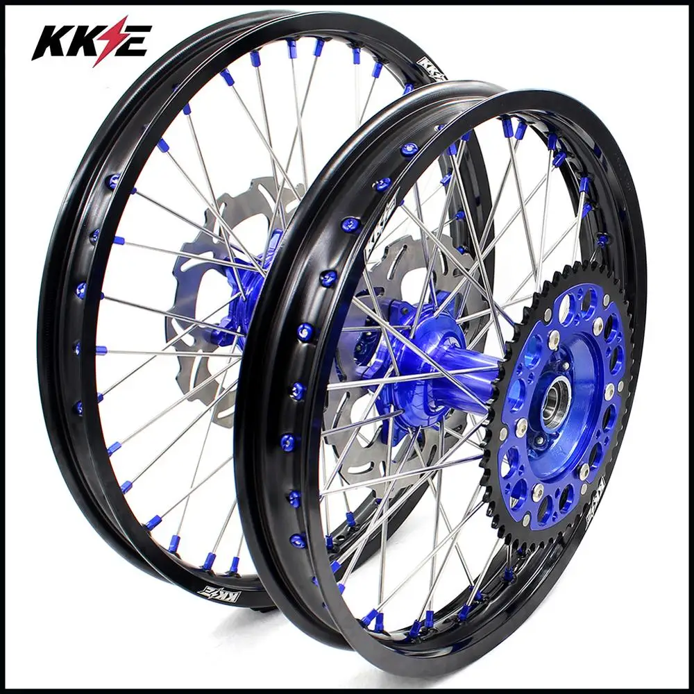21/19 CASTING COMPLETE MX WHEELS SET FOR YAMAHA YZ250F YZ450F- FRONT 270MM DISC BLUE NIPPLE