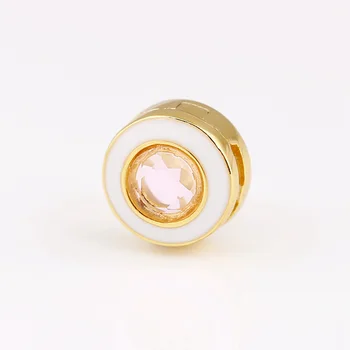 

100% 925 Sterling Silver Bead Reflexions Series Gold Round Clamp Fit Pandora Women Bracelet & Necklace Diy Jewelry