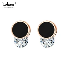 Lokaer, классические, двойные, круглые, в виде ракушки, серьги-гвоздики для женщин, AAA, циркон, женские серьги, ювелирные изделия, Brincos E18491