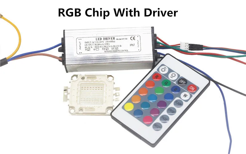 RGB Chip With Driver Светодиодный драйвер 10 Вт 20 Вт 30 Вт 50 Вт 100 Вт белый/теплый белый/крепление RGB блок питания бусы-прожекторы трансформатор освещения водонепроницаемый адаптер - Цвет: RGB Chip With Driver