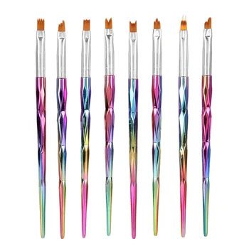 

8 Different Heads Design DIY Plastic Nail Art French Petal Nail Manicure Painting Brushes Decoration Tool For Professional Salon