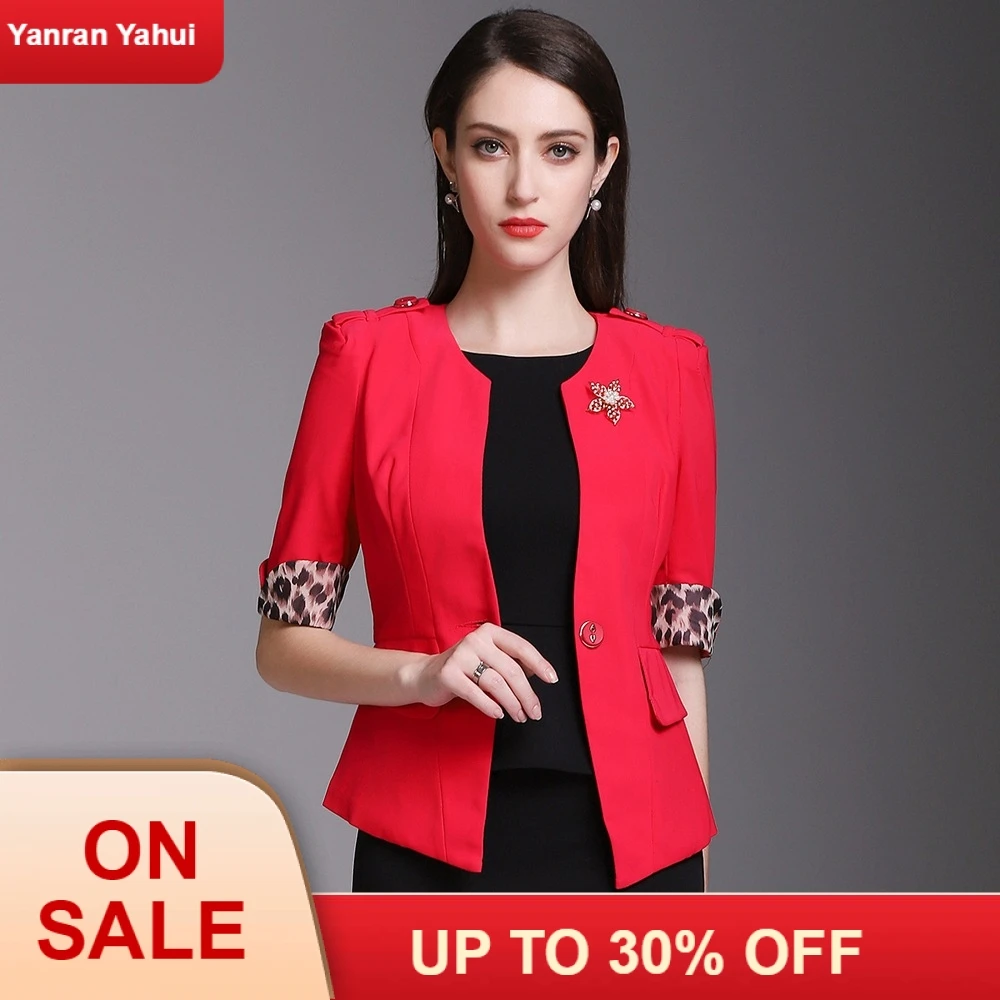

Autumn 2019 small suit jacket women middle sleeve small open spot middle sleeve plum red small cardigan jacket