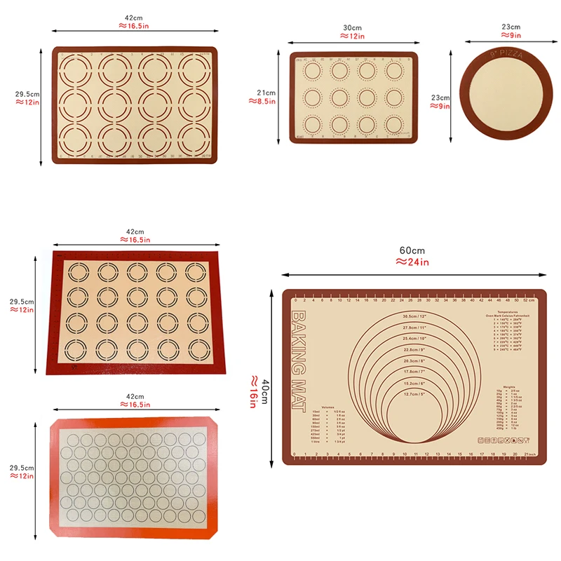 Macaron Silicone Baking Mat Pad Liner for Bake Pan Non-stick Heat Resistant Kitchen Oven Dough Rolling Pastry Tool Accessories