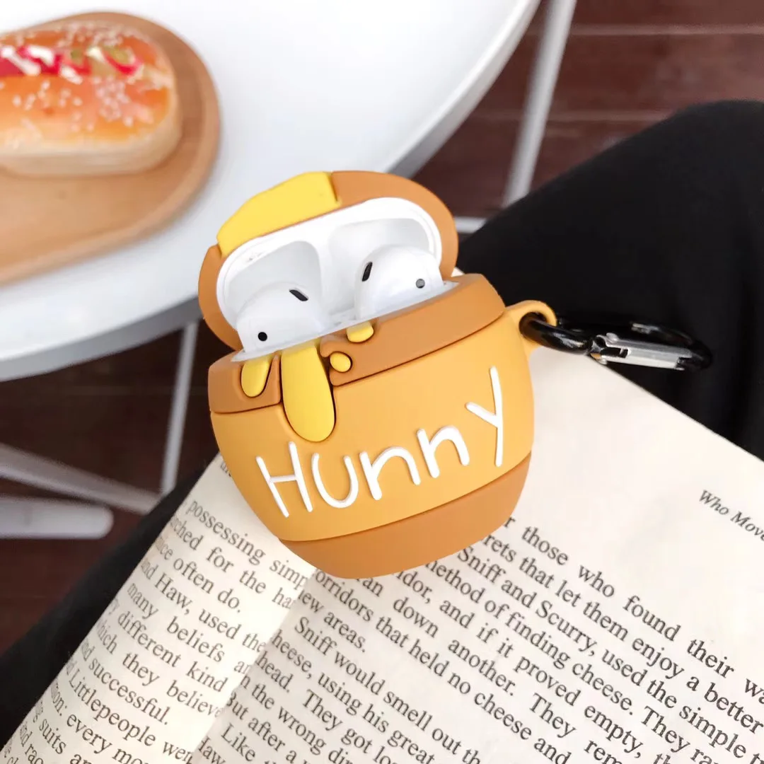 3D Милый Забавный пчела банку HUNNY Силиконовая защита аксессуары для наушников крышка чехол s милые конфетные банкуи для Apple Airpods 1/2 pro Чехол
